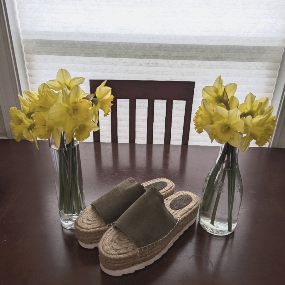 Womens Vintage 7 Green Espadrille Platform Sandals SZ 10 NEW!